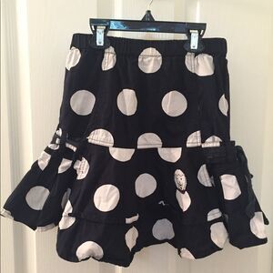 Mim Pi Girls Black White Polka Dot Cat Applique Patch Skirt Size 134 cm 9 Years